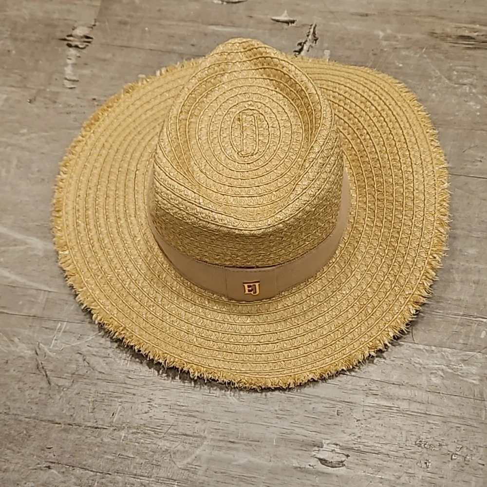 💕ERIC JAVITS💕 Fringe PInch Packable Fedora Squishee Straw Hat ~ Flax Mix NWT - Picture 8 of 16